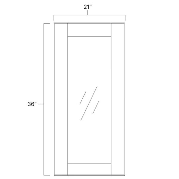 Rustic Hickory Single Glass Door - 21" W x 36" H x 12" D