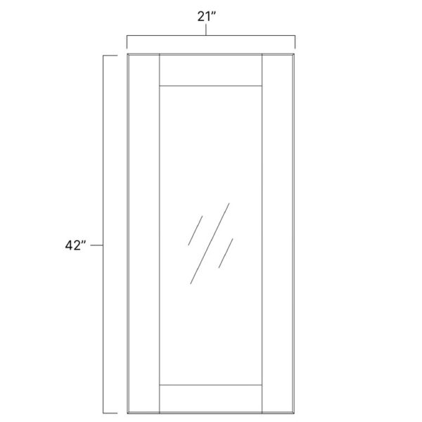 Rustic Hickory Single Glass Door - 21" W x 42" H x 12" D