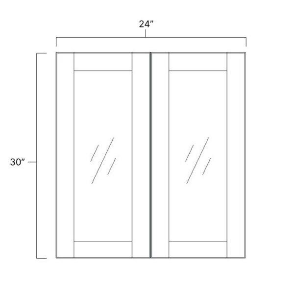 Rustic Hickory Double Glass Door - 24" W x 30" H x 12" D